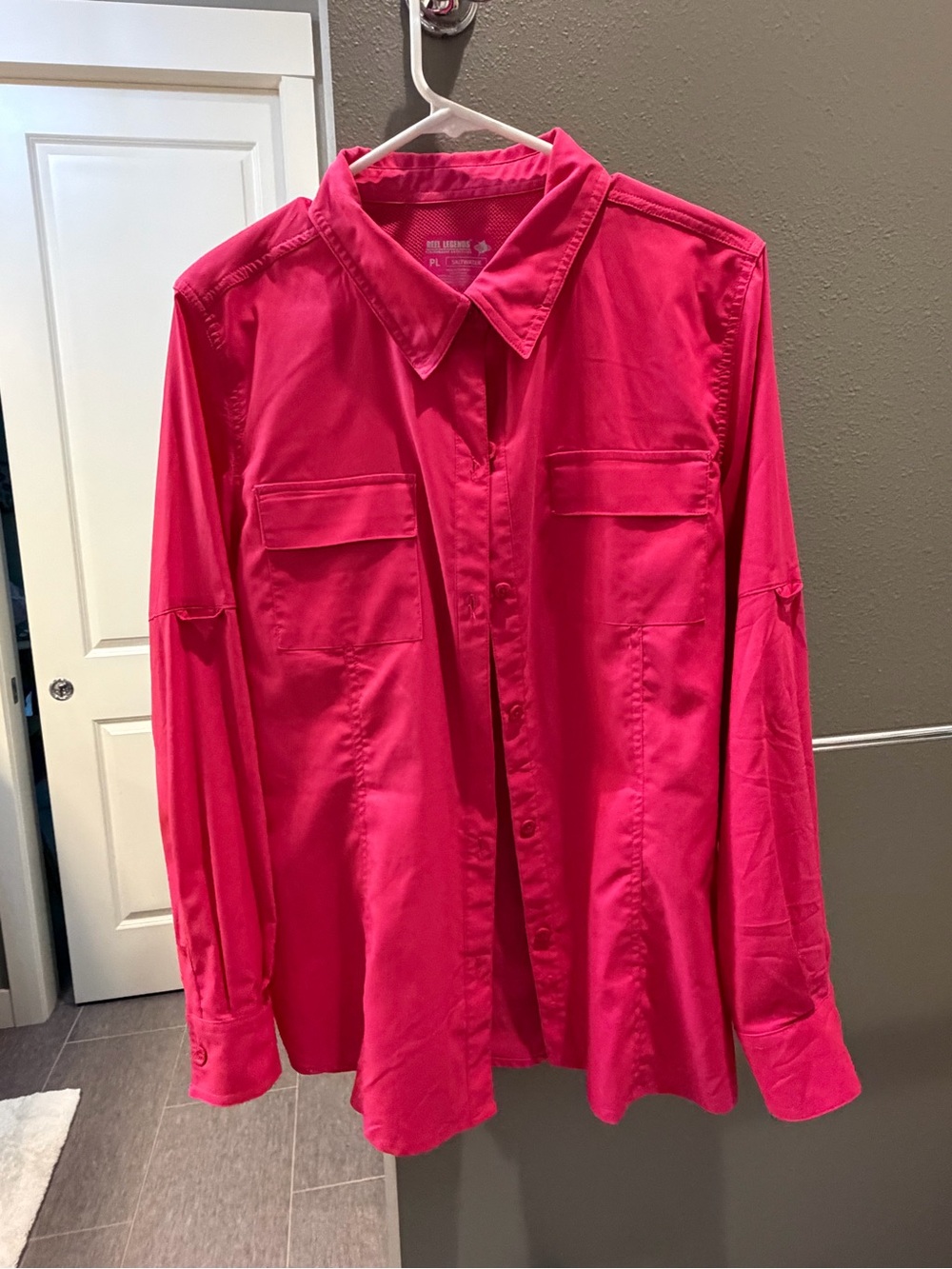 Reel Legends Women's Button-Down Shirt in Hot Pink Fishing Shirt